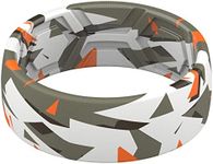 ThunderFit Silicone Wedding Rings for Men, Breathable Printed Design Rubber Engagement Bands 8mm Wide 2mm Thick (Sporty Orange Camo Triangles - Size 11-11.5 (21.00mm))