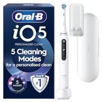 Oral-B iO5 Electric Toothbrushes for Adults,1 Toothbrush Head and Travel Case, 5 Modes with Teeth Whitening, 2 Pin Plug, White
