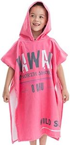 HOMELEVEL Poncho de surf enfant - Serviette de plage peignoir en coton avec capuche - Robe sortie de bain cape enfant 1 à 11 ans