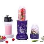 Wonderchef Nutri-blend Mixer Grinder Blender, Smoothie Maker, 3 Unbreakable Jars (Blending, Grinding, and Sipper Jar), 500W 22000 RPM 100% Full Copper Motor, SS Blades, 2 Year Warranty, Purple