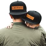Legend and Legacy Genuine Leather Patch Adjustable Snapback Hats, Dad Gifts, Gifts for Fathers, for Dad, Gift for Father, Black, One Size