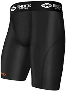 Shock Doctor Compression Shorts with Cup Pocket. Athletic Supporter Underwear with Pocket (Cup NOT Included) Adult Black