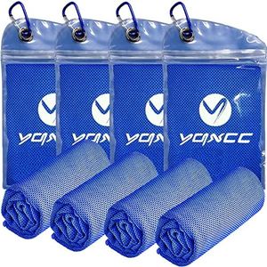 YQXCC 4 Pack Cooling Towels, Cool Towel, Soft Breathable Chilly Towel, Microfiber Ice Cold Towel for Yoga, Golf, Gym, Camping, Running, Fitness, Workout & More Activities (4 Packs Dark Blue)