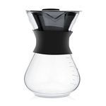 Hand Drip Coffee Maker, Glass Hand Drip Glass Coffee Maker Pot with Stainless Steel Permanent Filter - 400ML with Scale