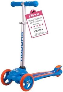 HUDORA Scooter Flitzkids 2.0 I Stabiler Kinderscooter mit großer Trittfläche I Höhenverstellbarer & transportierbarer Mini-Dreirad-Roller für bis zu 50kg I Dreiradscooter aus Aluminium für Kinder