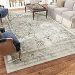 Vintage Area Rug 8x10 ft Carpet-Rugs for Living Room Bedroom-Machine Washable Rugs for Bedroom Dining Room Living Room Rug Traditional Retro Oriental Distressed Aesthetic Grey & Taupe Rug