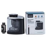 Brustro Semi-Auto Pencil Sharpener | Battery Operated + Manual |Electric Sharpener, Fast Sharping, Automatic, Ideal for Kids and Adults, Professional Artists, Auto feed for Home, Office and School use