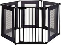 Dreambaby Brooklyn Converta 3-in-1 Play-Pen Baby Safety Gate - with 6 Configurable Mesh Sides Panels - Fireguard & Room Divider - Fits Opening up to 3.8m Wide & 74cm Tall - Black - Model F2031BB