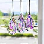 H&D HYALINE & DORA Crystal Rainbow Suncatcher,Hanging Window Prism Glass Sun Catcher 76mm/63mm/50mm AB Coating Chandelier Prism Parts,Pack of 3