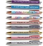 Funny Pens, 9 Pcs Funny Seven Days of The Week Pen Describing Mentality, Fun Ballpoint Pens Daily Pen Set, Weekday Vibes Glitter Pen Set, Gift for Colleagues, Friends Who Love to Write Diary (A)