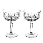 DIAMANTE Dorchester Champagne Prosecco Coupe Champagne Saucer Cocktail Saucer Glass Dessert Bowl - Made from Premium Lead Free Crystal - Set of 2