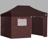 Eurmax USA Full Zippered Walls for 10 x 15 Easy Pop Up Canopy Tent,Enclosure Sidewall Kit with Roller Up Mesh Window and Door 4 Walls ONLY,NOT Including Frame and Top（Brown）