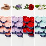 ThinkArtDecor Scented Tea Lights Candles for Home Decor, Aroma Therapy Tealight - 5 Hours Each| Jasmine + Rose + Lavender Sage + Sandalwood | 4 Fragrance Set of 96 Tea Light