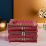 Kuber Industries Pack of 3 Jewellery Pouches with Zipper | Necklace Organizer Box | Makeup Bag for Travel | Cosmetic Pouch for Women | Bow Design | Maroon