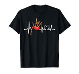 Bagpiper Heartbeat Funny Woodwind Pipes & Scottish Bagpipes T-Shirt