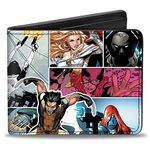 Buckle-Down - Bi-Fold Wallet Pu Bifold Wallet - X-Men Wolverine Jumping/11-comic Scene Blocks Mens