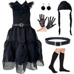 Lace Dress Kids’ Costume Ages 10-12 Years – Dress, Wig Gloves Earrings Socks & Belt Included – Girls’ Halloween Costume/Cosplay Outfit