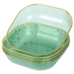 Fruit Bowl Set of 4 Stackable Small Dessert Bowls Gold Edge Snacks Serving Plates Vegetable Basket Holders for Countertops Decorative Candy Tray Home Office Reusable Plastic Bone Spitting Dish (Green)