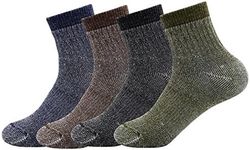 Men's Merino Wool Hiking Socks-Thermal Warm Crew Winter Ankle Socks for Trekking,Cycling,Multi Performance,4 Pack