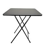 Portable Square Folding Table - 60x60x70cm Stainless Steel Outdoor Folding Camping Table Picnic Table, Simple Foldable Dining Table for Home Parties Black