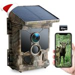 Solar Trail Cameras 4K 46MP, CEYOMUR WiFi Bluetooth Trail Camera with 120° Detection Angle Night Vision Motion Activated, Game Camera with IP66 Waterproof U3 32GB Micro SD Card for Wildlife Monitoring