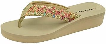 New Ladies Eva Toe Post Flip Flop Womens Pool Beach Slipper Water Proof Shoes (7 UK, Beige, numeric_7)