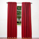 ChadMade Back Tab/Rod Pocket Red 52Wx96L Inch (Set of 2 Panels) Solid Thermal Insulated Blackout Curtain Drape