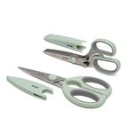 Goodful Herb Scissors 5-Blade Professional Stainless Steel Multipurpose Kitchen Shears with Bottle Opener, Safe Cover and Cleaning Comb, 2-Piece Set, Sage