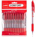 Cello Ballpoint Red Pen, Pack of 12 Ballpoint Pens, Smooth Writing Action - Medium Point Nib (1.0mm) Red multipack, Ball point pens; Ideal for School, Work, Home stationary supplies