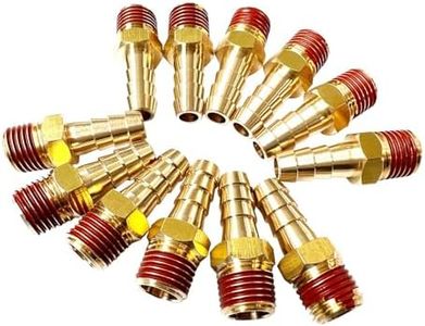 SANFU 12-Pack Air Hose Fittings, 3/8"" Barb to 1/4"" NPT Air Hose Repair Kit with Sealant, 3/8"" Barb to 1/4"" NPT Male Air Hose Barb Fitting, Brass Barbed Air Hose Repair Connector(12PCS), Yellow