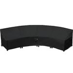 Heavy Duty Outdoor Sectional Couch Covers, 190"(128") Reinforced Waterproof 100% 600D Patio Sectional Sofa Cover, Curved Lawn Patio Furniture Winter Cover (Midnight Black, Curved-190(128"))