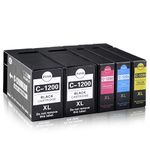 5P PGI- 1200 XL Compatible Ink Cartridge, Pigment Ink Tank Replacement for Canon PGI-1200XL (2 Black, 1 Cyan, 1 Magenta, 1 Yellow), Compatible with Canon Inkjet Printer Models Maxify MB2320 MB2720 MB2020 MB2120 MB2350 MB2050