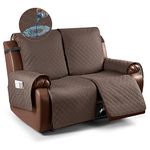 KinCam Waterproof Loveseat Recliner Cover, Non-Slip Reclining Couch Covers for 2 Seat, Recliner Sofa Cover Furniture Protector with Elastic Straps for Kids, Pets, Brown