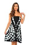 Riviera Sun Strapless Tube Short Dress Summer Dresses, Black / White, 3X