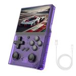 R35 Plus Retro Handheld Game Console 3.5 inch IPS Screen 3000mAh Battery Linux Players Built-in 64G Card 10000+ Classic Games-Purple