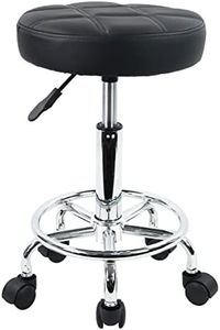 KKTONER Round Rolling Stool Chair PU Leather Height Adjustable Swivel Drafting Work SPA Shop Salon Stools with Wheels Office Chair Small (Black)