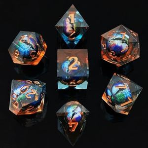 diceevil Liquid Core DND Dice,Movable Dragon Eye Dice Set DND for Dungeons and Dragons Polyhedral Dice Beholder's Eye Dice for RPG,MTG Role Playing Table Games