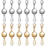 12 Pieces Locking Magnetic Jewelry Clasp Round Necklace Clasp Closures Bracelet Extender for Jewelry Making (Gold, Silver)