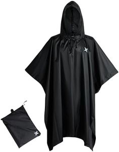 Hurley Ponchos Adult - Waterproof Rain Ponchos for Adults, Lightweight Packable Rain Poncho for Hiking, Camping & Emergency, Black