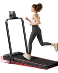 UMAY Walking Pad Treadmill with 9% Incline, Folding Treadmill with Diamond Pattern Running Belt, 12km/h Lightweight Running Machines for Home Office with LED Display, No Assembly