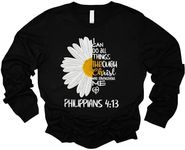 Love in Faith | I Can Do All Things Daisy Long Sleeve | Graphic Print Christian Shirts | Faith-Based Apparel | Unisex