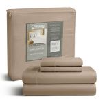 Chateau Home 500 Thread Count 100% Egyptian Cotton Sheets Set Queen-Sheets, 4-Piece Long-Staple Combed Cotton Best-Bedding Sheets for Bed, Deep Pocket Soft & Silky Sateen Weave (Queen, Brown)