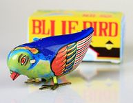 TT74 WIND UP BLUE BIRD Tin Toy Pecking Song Retro Style NEW