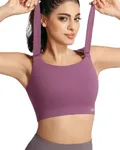 VFUS Women's Sports Bra Wirefree Adjustable Medium-High Support Everyday Wear for Large Bust Plus Size with Removable Pads (Large, Gallon Violet)