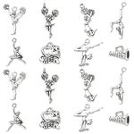 DanLingJewelry 80Pcs 8 Styles Cheerleader Charms Gymnastics Sport Girl Charms for Crafting Jewelry Findings Making