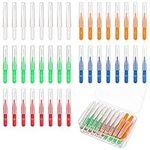 KLEBREIS 50 Pieces Interdental Brush Toothpick Tooth Flossing Head with Box Oral Dental Hygiene Brush with Cleaning Cover Soft Tooth Cleaning Tool