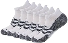 FOOTPLUS Womens Copper Golf Socks Winter Warm Thick Low Cut Bicycle Breathable No Blister Odor Free Running Tennis Hiking Sports Training Exercise Compression Socks, 6 Pairs White& Black, Medium