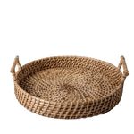 THE ASSAM ADMIRATION Cane/Wicker/Rattan/Bamboo/Serving/Fruits/Drinks/Table Top/Home Decor/Event/Gift/Wedding/Birthday/Decorative/Tea/Breakfast/Picnic/Round Tray with Handle (Small)