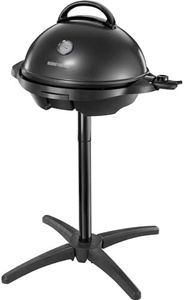 George Foreman Indoor Outdoor BBQ Electric Grill [1500cm2 cooking surface, Variable temperature control & viewing gauge, Use with or without stand, Easy clean removable plate, Drip tray] Black 22460