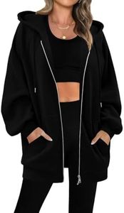 StunShow Womens Hoodies Black Zip Up Hoodie Women Y2k Oversized Casual Sweatshirts for Teen Girls 2024 Fall Jacket With Pocket Black 3XL